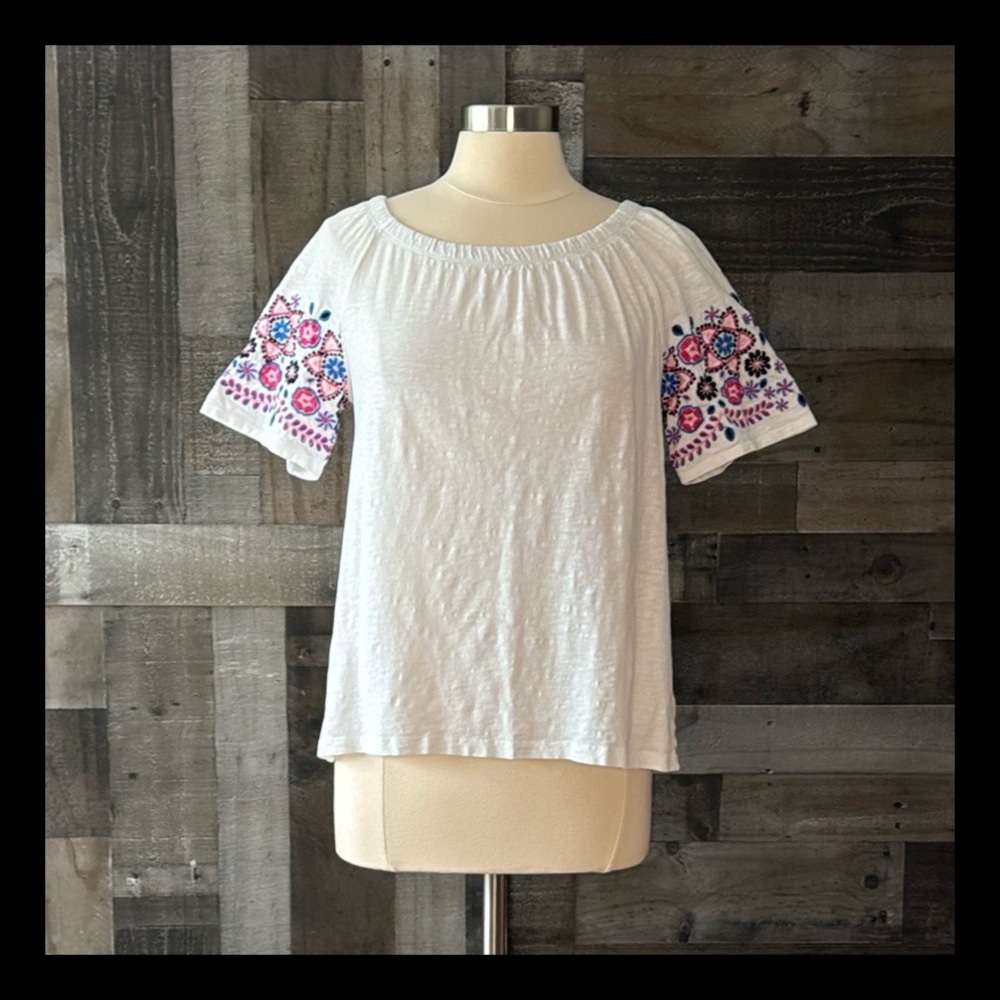 Talbots top medium floral boho chic vacation festival resortwear euro summer
